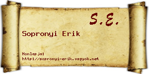 Sopronyi Erik névjegykártya